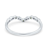 Marquise Curved Half Eternity Stackable Band Ring Simulated CZ 925 Sterling Silver