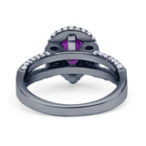 Vintage Style Pear Halo Engagement Ring Cubic Zirconia 925 Sterling Silver