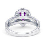 Vintage Style Pear Halo Engagement Ring Cubic Zirconia 925 Sterling Silver