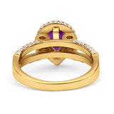 Vintage Style Pear Halo Engagement Ring Cubic Zirconia 925 Sterling Silver