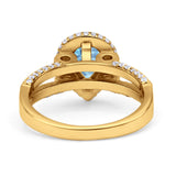 Vintage Style Pear Halo Engagement Ring Cubic Zirconia 925 Sterling Silver
