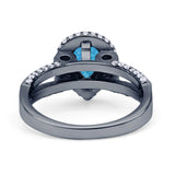 Vintage Style Pear Halo Engagement Ring Cubic Zirconia 925 Sterling Silver