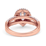 Vintage Style Pear Halo Engagement Ring Cubic Zirconia 925 Sterling Silver