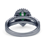 Vintage Style Pear Halo Engagement Ring Cubic Zirconia 925 Sterling Silver