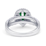 Vintage Style Pear Halo Engagement Ring Cubic Zirconia 925 Sterling Silver