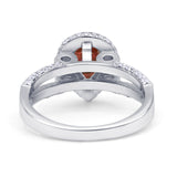 Vintage Style Pear Halo Engagement Ring Cubic Zirconia 925 Sterling Silver
