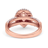 Vintage Style Pear Halo Engagement Ring Cubic Zirconia 925 Sterling Silver