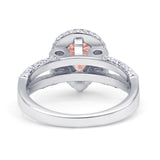 Vintage Style Pear Halo Engagement Ring Cubic Zirconia 925 Sterling Silver