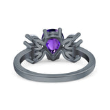 Teardrop Pear Art Deco Wedding Engagement Ring Simulated Cubic Zirconia 925 Sterling Silver