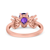 Teardrop Pear Art Deco Wedding Engagement Ring Simulated Cubic Zirconia 925 Sterling Silver