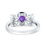 Teardrop Pear Art Deco Wedding Engagement Ring Simulated Cubic Zirconia 925 Sterling Silver