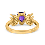 Teardrop Pear Art Deco Wedding Engagement Ring Simulated Cubic Zirconia 925 Sterling Silver