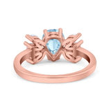 Teardrop Pear Art Deco Wedding Engagement Ring Simulated Cubic Zirconia 925 Sterling Silver