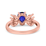 Teardrop Pear Art Deco Wedding Engagement Ring Simulated Cubic Zirconia 925 Sterling Silver