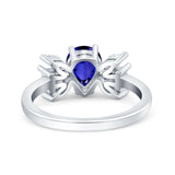 Teardrop Pear Art Deco Wedding Engagement Ring Simulated Cubic Zirconia 925 Sterling Silver