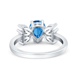 Teardrop Pear Art Deco Wedding Engagement Ring Simulated Cubic Zirconia 925 Sterling Silver