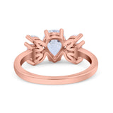 Teardrop Pear Art Deco Wedding Engagement Ring Simulated Cubic Zirconia 925 Sterling Silver