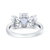 Teardrop Pear Art Deco Wedding Engagement Ring Simulated Cubic Zirconia 925 Sterling Silver