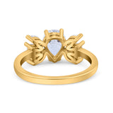 Teardrop Pear Art Deco Wedding Engagement Ring Simulated Cubic Zirconia 925 Sterling Silver