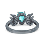 Teardrop Pear Art Deco Wedding Engagement Ring Simulated Cubic Zirconia 925 Sterling Silver