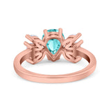 Teardrop Pear Art Deco Wedding Engagement Ring Simulated Cubic Zirconia 925 Sterling Silver