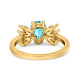 Teardrop Pear Art Deco Wedding Engagement Ring Simulated Cubic Zirconia 925 Sterling Silver