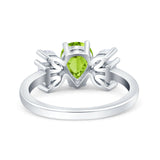 Teardrop Pear Art Deco Wedding Engagement Ring Simulated Cubic Zirconia 925 Sterling Silver