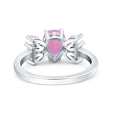 Teardrop Pear Art Deco Wedding Engagement Ring Simulated Cubic Zirconia 925 Sterling Silver