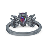 Teardrop Pear Art Deco Wedding Engagement Ring Simulated Cubic Zirconia 925 Sterling Silver