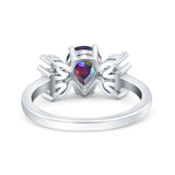Teardrop Pear Art Deco Wedding Engagement Ring Simulated Cubic Zirconia 925 Sterling Silver