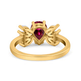 Teardrop Pear Art Deco Wedding Engagement Ring Simulated Cubic Zirconia 925 Sterling Silver