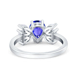 Teardrop Pear Art Deco Wedding Engagement Ring Simulated Cubic Zirconia 925 Sterling Silver