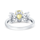 Teardrop Pear Art Deco Wedding Engagement Ring Simulated Cubic Zirconia 925 Sterling Silver
