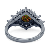 Art Deco Round Engagement Ring Cubic Zirconia 925 Sterling Silver