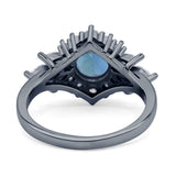 Art Deco Round Lab Alexandrite Engagement Ring With CZ Accents