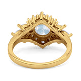 Art Deco Round Natural Moonstone Engagement Ring With CZ Accents