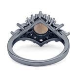 Art Deco Round Natural Smoky Quartz Engagement Ring With CZ Accents