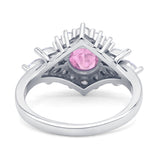 Art Deco Round Engagement Ring Cubic Zirconia 925 Sterling Silver