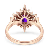 Vintage Style Oval Engagement Ring Simulated Cubic Zirconia 925 Sterling Silver