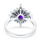 Vintage Style Oval Engagement Ring Simulated Cubic Zirconia 925 Sterling Silver