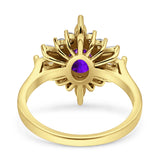 Vintage Style Oval Engagement Ring Simulated Cubic Zirconia 925 Sterling Silver