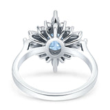 Vintage Style Oval Engagement Ring Simulated Cubic Zirconia 925 Sterling Silver