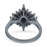 Vintage Style Oval Engagement Ring Simulated Cubic Zirconia 925 Sterling Silver