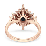 Vintage Style Oval Engagement Ring Simulated Cubic Zirconia 925 Sterling Silver