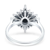 Vintage Style Oval Engagement Ring Simulated Cubic Zirconia 925 Sterling Silver