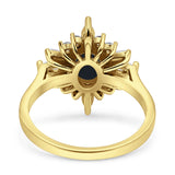 Vintage Style Oval Engagement Ring Simulated Cubic Zirconia 925 Sterling Silver