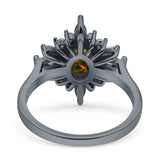 Vintage Style Oval Engagement Ring Simulated Cubic Zirconia 925 Sterling Silver