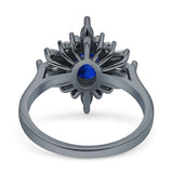 Vintage Style Oval Engagement Ring Simulated Cubic Zirconia 925 Sterling Silver