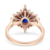 Vintage Style Oval Engagement Ring Simulated Cubic Zirconia 925 Sterling Silver