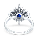 Vintage Style Oval Engagement Ring Simulated Cubic Zirconia 925 Sterling Silver